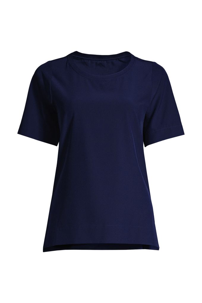 Lands' End Women's Petite Elbow Sleeve 365 Tunic Top In Blue