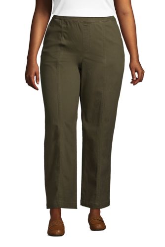 Women's Plus Size High Rise Pull On Wide Leg Chino Ankle Pants | Lands' End