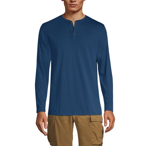 T-Shirt Henley en Coton Supima à Manches Longues, Homme Stature Standard