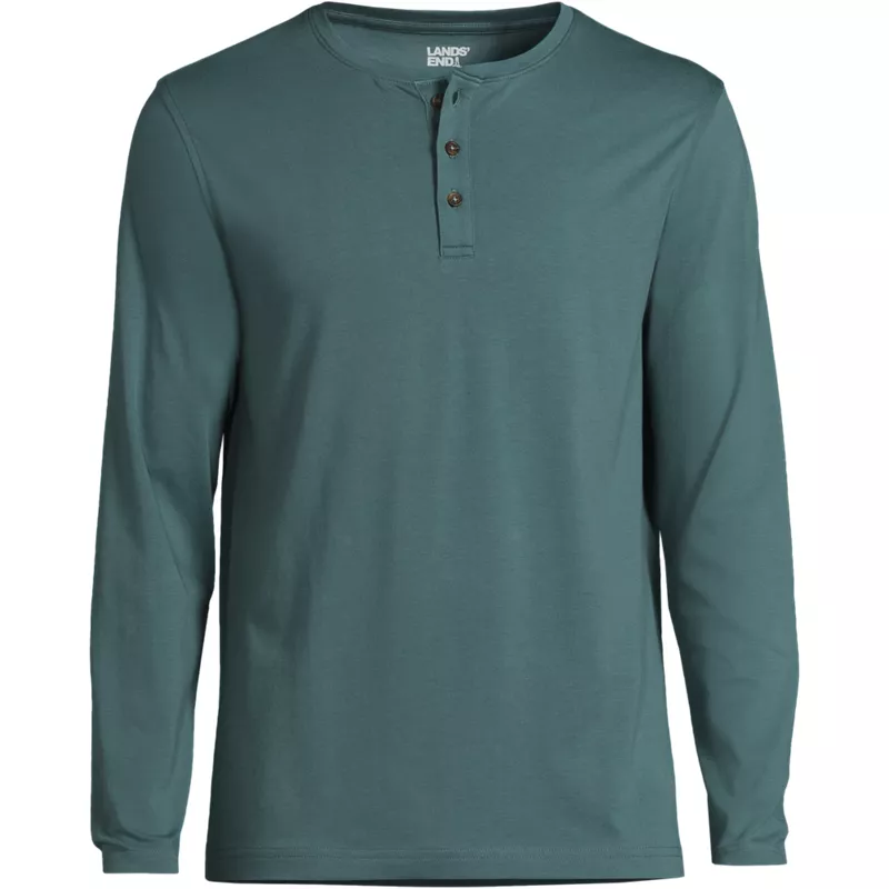 Men's Big Long Sleeve Cotton Supima Henley, Front