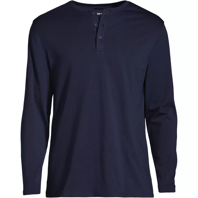 Men's Big Long Sleeve Cotton Supima Henley, Front