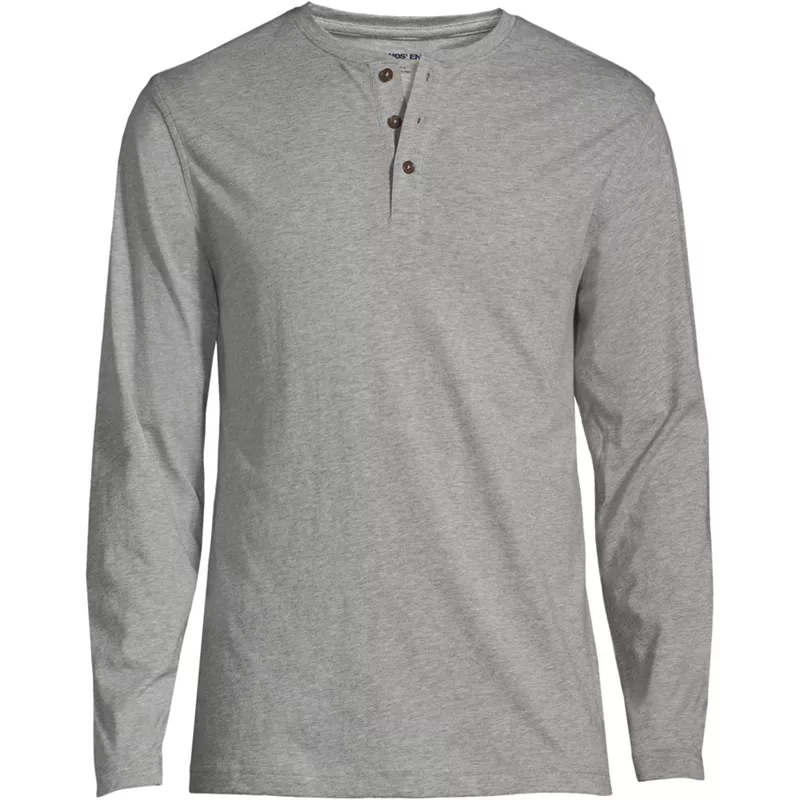 Men's Big Long Sleeve Cotton Supima Henley, Front