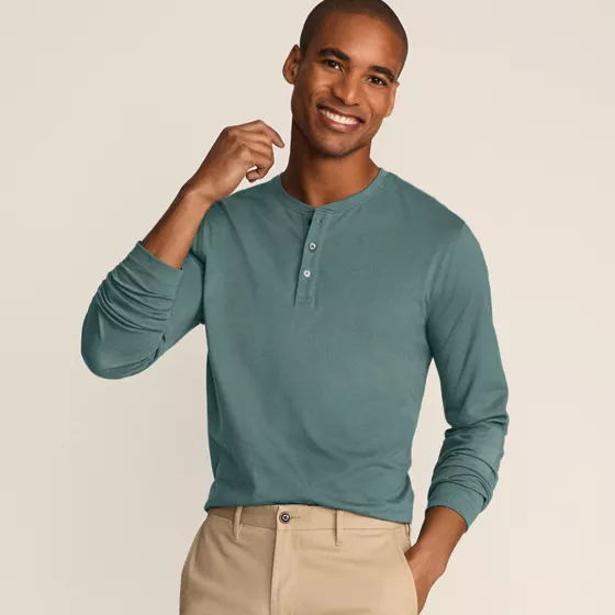 Men's Tall Long Sleeve Cotton Supima Henley - primary