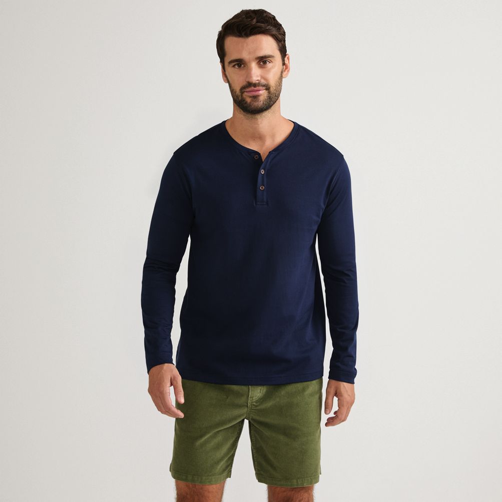 Men's Long Sleeve Cotton Supima Henley | Lands' End