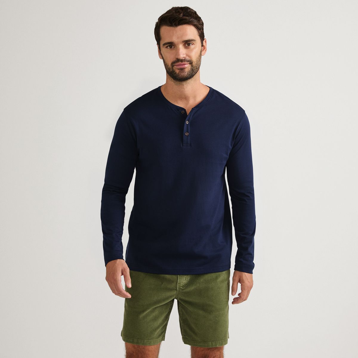 Men's Long Sleeve Cotton Supima Henley