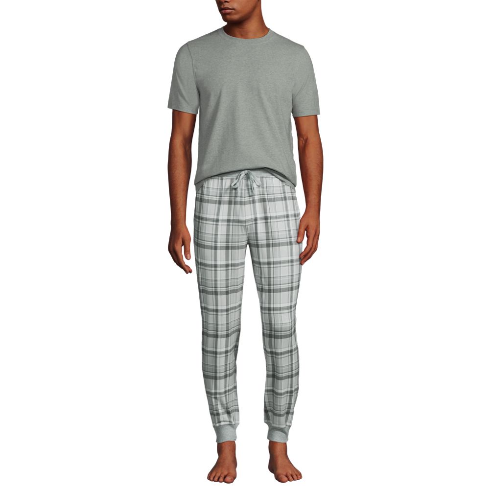 Men's Soft Cotton Knit Jersey Pajamas Lounge Set, Short Sleeve