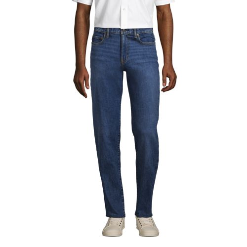 Stretch Jeans, Comfort Waist, Men, Size: 54 Regular, Blue, Cotton-blend, by Lands’ End