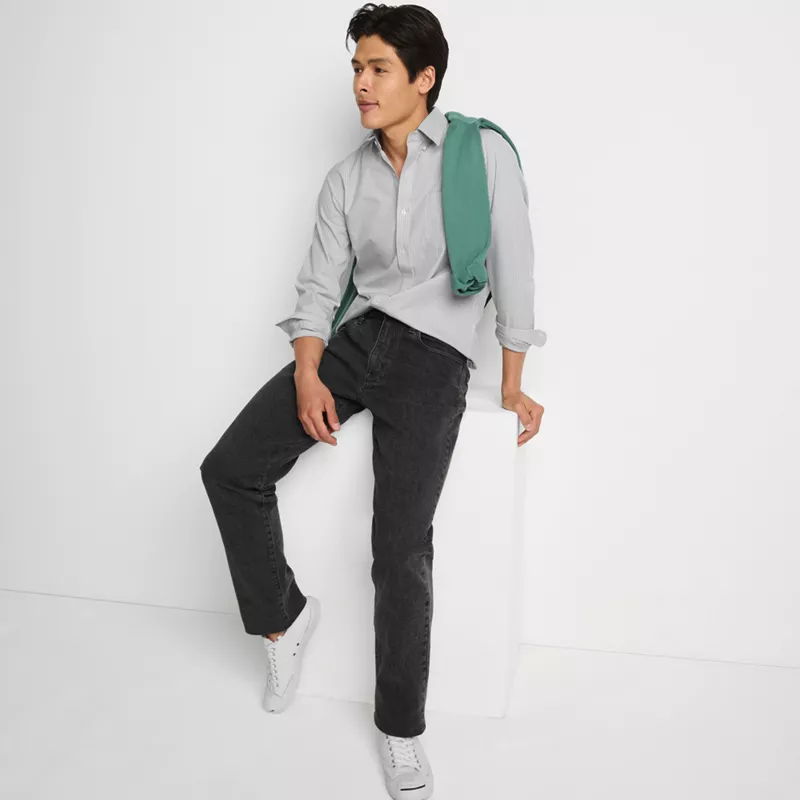 Men's Stretch Traditional Fit Jean Washed Black, alternative image
