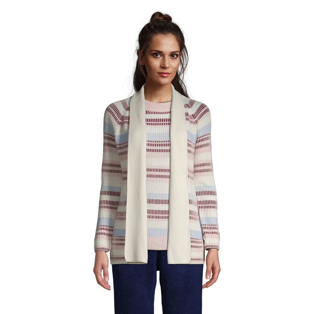 Women s Drifter Shaker Open Cardigan Sweater Stripe Lands End