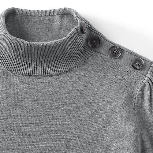 Women's Petite Buttoned Shoulder Mock Neck Sweater - Secondary