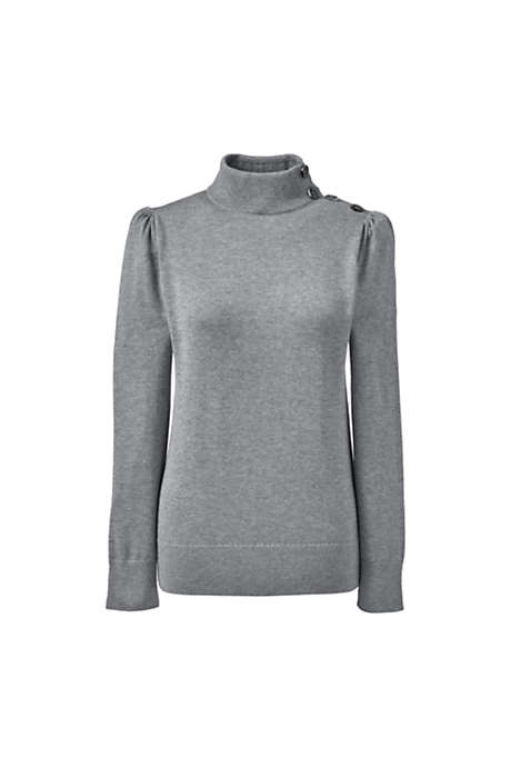 Women's Buttoned Shoulder Mock Neck Sweater