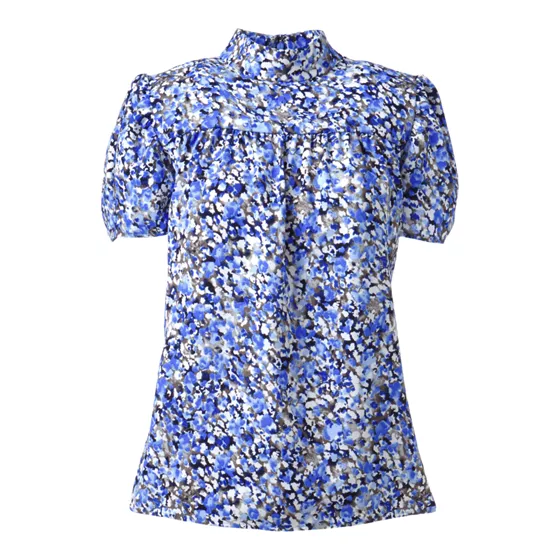 Women's Short Sleeve Shirred Bodice Blouse - primary