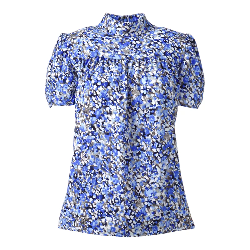 Women's Short Sleeve Shirred Bodice Blouse, Front