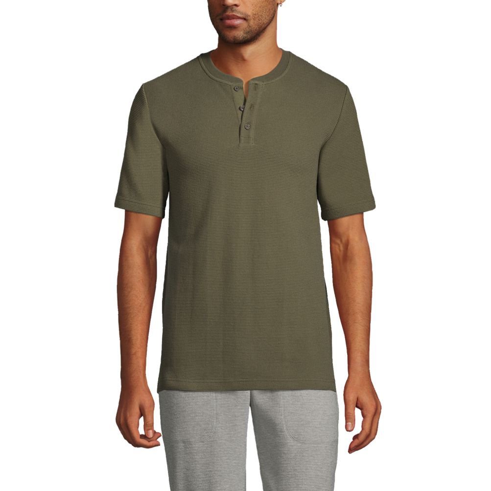 Men's Waffle Short Sleeve Pajama Henley