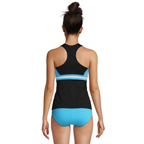 Women's Chlorine Resistant Zip Front Tankini Swimsuit Top - image 2
