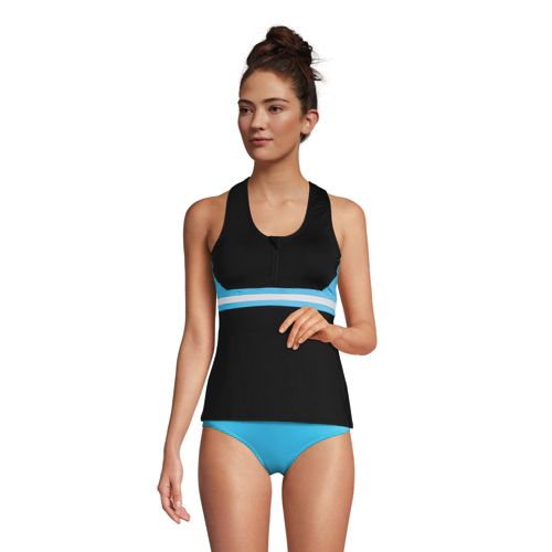 Women's Chlorine Resistant Zip Front Tankini Swimsuit Top - image 3