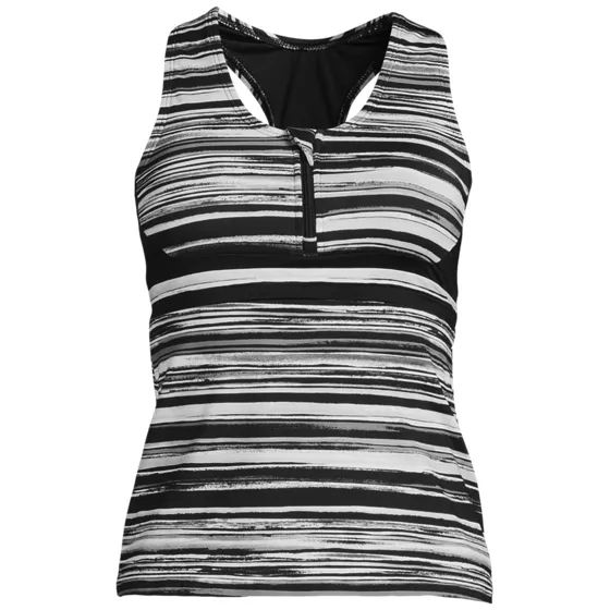 Women's Chlorine Resistant Zip Front Tankini Swimsuit Top - primary