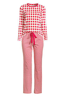 Draper James x Lands' End Women's Knit Pajama Set Long Sleeve T-Shirt and Pants, Front