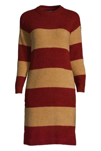 brown and red striped sweater dress Fret Not Striped Sweater Dress main image 1