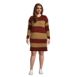 Women's Plus Size Lounge Crew Neck Slounge Dress - Stripe, Front