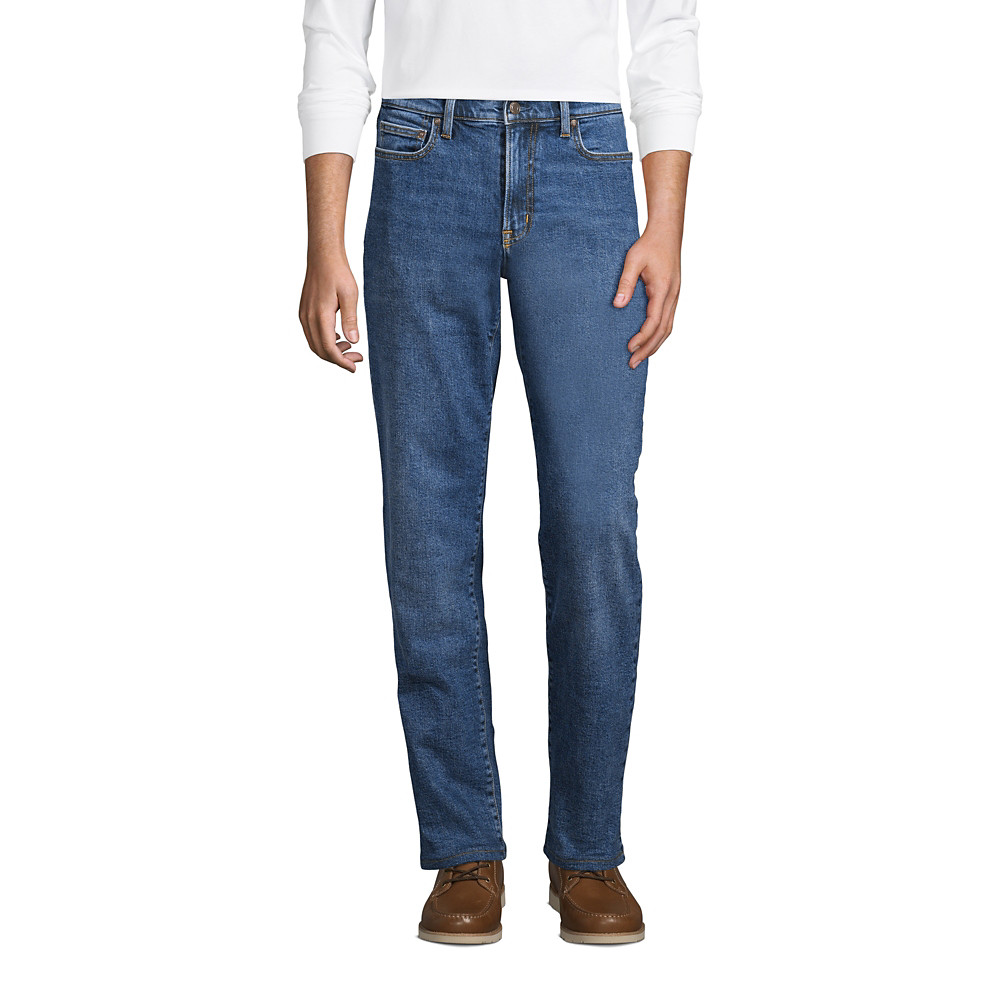 Men's Flannel-lined Stretch Jeans, Traditional Fit | Lands' End