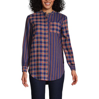 Women's Flannel A-Line Long Sleeve Tunic Top - image 1