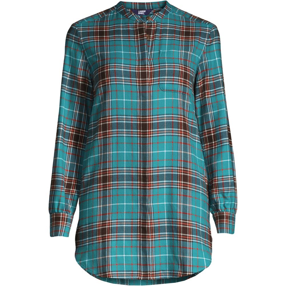 Women's Flannel A-Line Long Sleeve Tunic Top | Lands' End