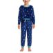 Kids Long Sleeve Plush Fleece Pajama Set, Front