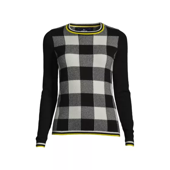 Women's Petite Cashmere Crew Neck Sweater Tee - Jacquard - primary