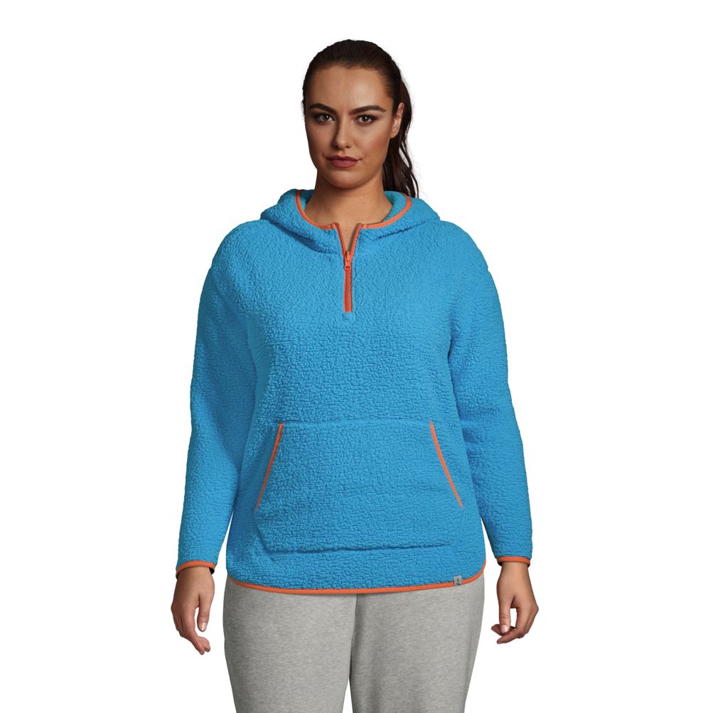 Women's Denver Broncos Profile Gray Plus Size Sherpa Quarter-Zip Jacket