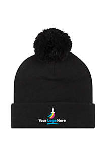 Custom Logo Pom Pom Beanie Winter Hat with Cuff