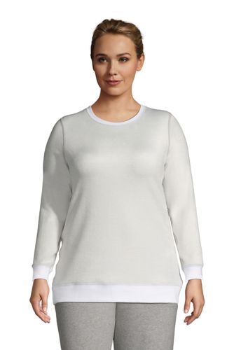 Lands' End Women's Plus Size Serious Sweats Crewneck Long Sleeve Sweatshirt  Tunic