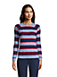 Women's Fine Gauge Cotton Cable Rolled Crew Neck Sweater