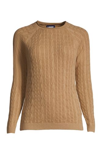 Baumwoll-Zopfmusterpullover mit Rollblende für Damen image number 1