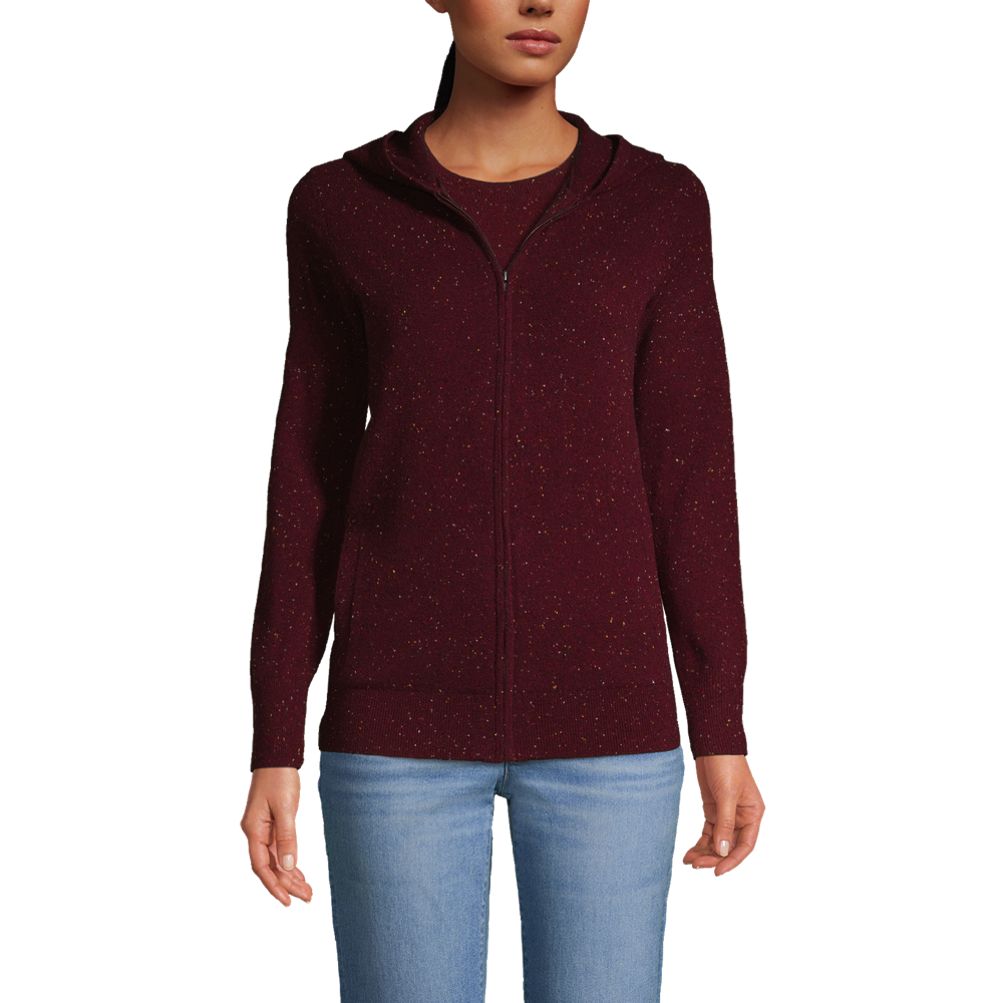 Women s Cashmere Front Zip Hoodie Sweater Lands End