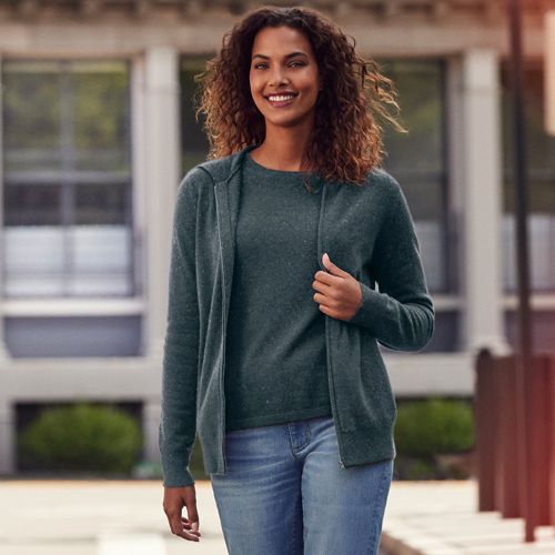 Moda Swetry Sweter z dzianiny Lands’ End Lands\u2019 End Sweter z dzianiny br\u0105zowy Melan\u017cowy W stylu casual 