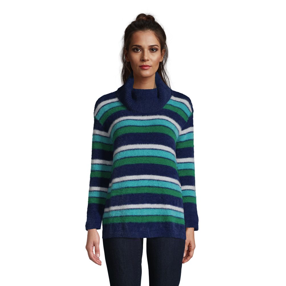 Striped cowl neck on sale sweater