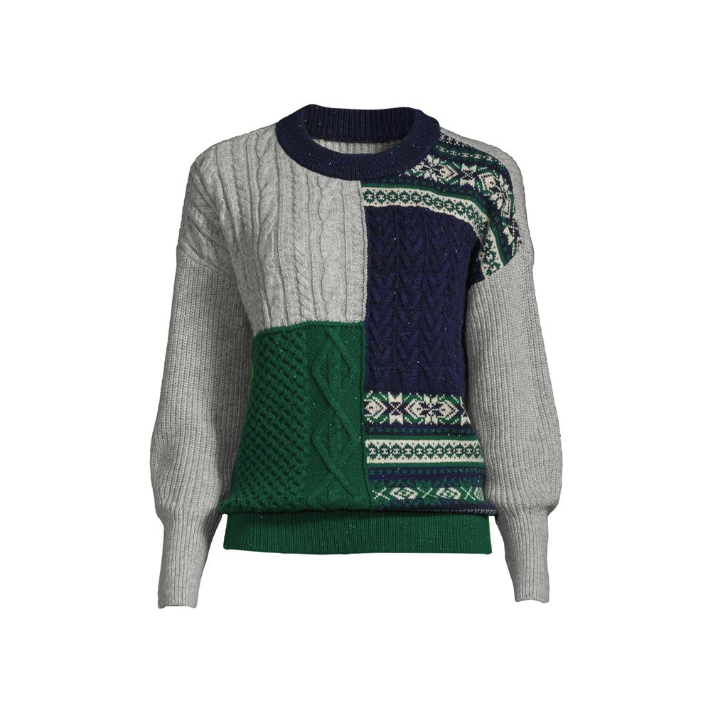 Women's Patchwork Crew Neck Sweater - Fairisle