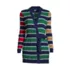 Women's Petite Fine Gauge Cotton Cable Tie Front Cardigan Sweater-Stripe, Front