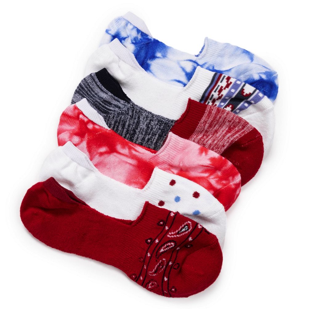 Muk Luks Women's 6 pack Printed No Show Socks