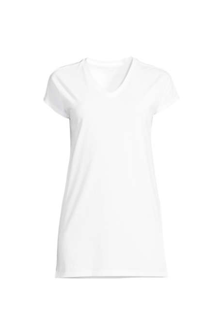 Women's Short Sleeve Supima Cotton Extra Long V-neck Tunic