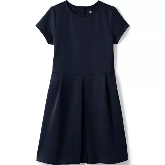 School Uniform Girls Short Sleeve Ponte Dress Top of Knee - primary