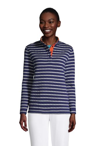 Losait Women Long Sleeve Snap-Front Turtleneck Colorblock Quilted Sweatshirts
