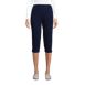 Women's Sport Knit Denim High Rise Elastic Waist Pull On Capri Pants, Front