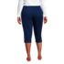 Women's Plus Size Sport Knit Denim High Rise Elastic Waist Pull On Capri Pants, Back