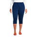 Women's Plus Size Sport Knit Denim High Rise Elastic Waist Pull On Capri Pants, Front