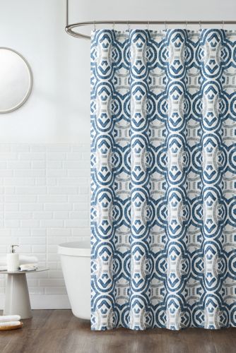 Royal Velvet Clover Blue Shower Curtain, Navy And White Shower Curtain Extra Long