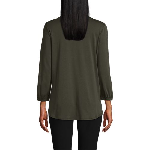 Women's Supima Micro Modal 3/4 Sleeve Split Neck Tunic, Back