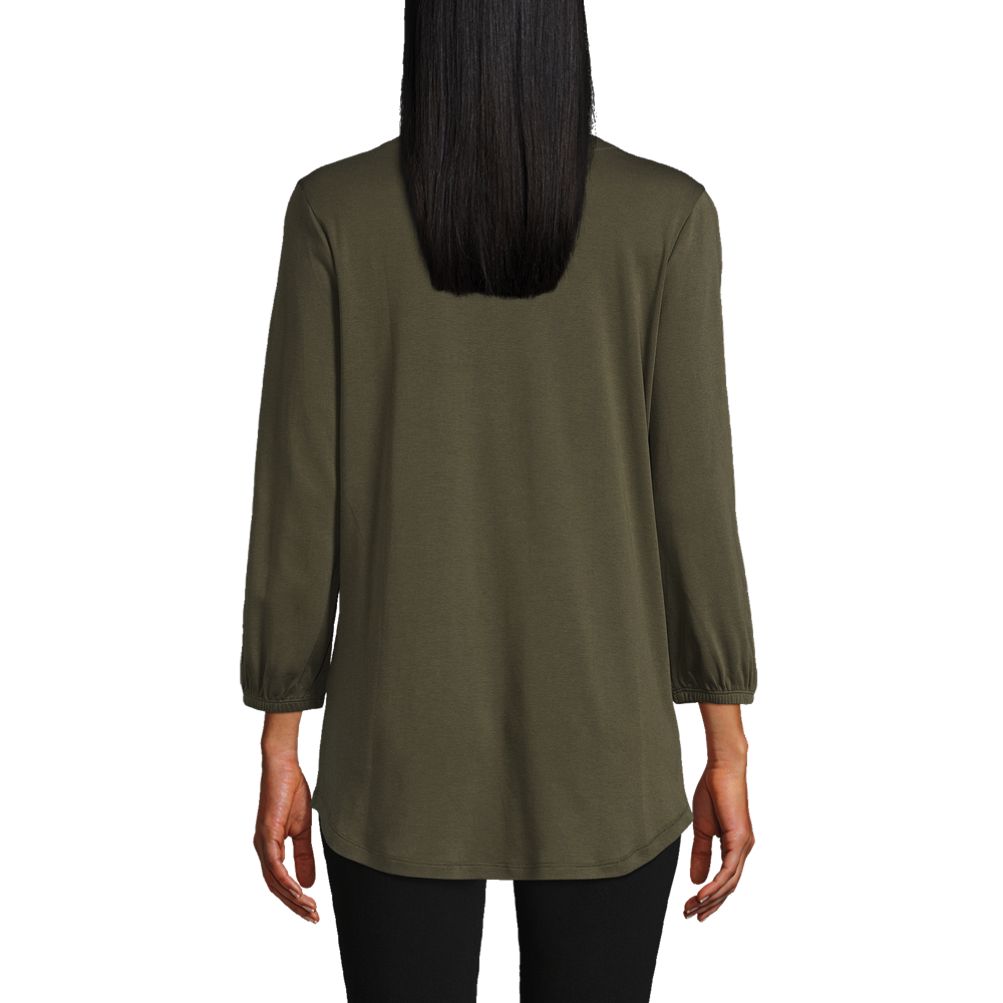 Women's Supima Micro Modal 3/4 Sleeve Split Neck Tunic