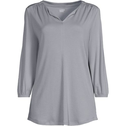Women's Supima Micro Modal 3/4 Sleeve Split Neck Tunic | Lands' End